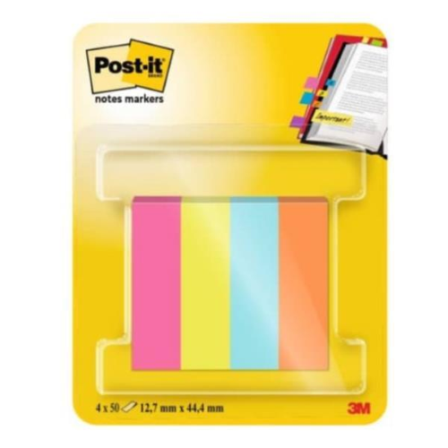 3M POST-IT SEGNAPAGINE REMOVIBILI 50 FOGLI 15X50 mm COLORI ASSORTITI CONF 4 Pz.